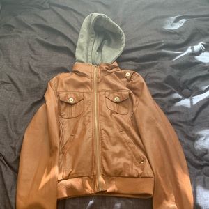 Snobbish Leather Jacket with Detachable Hood